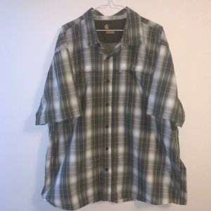 Carhartt Force Green Plaid Button Up Shirt 2XL